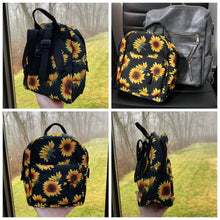 Load image into Gallery viewer, Mini Backpack - Turquoise Sunflower
