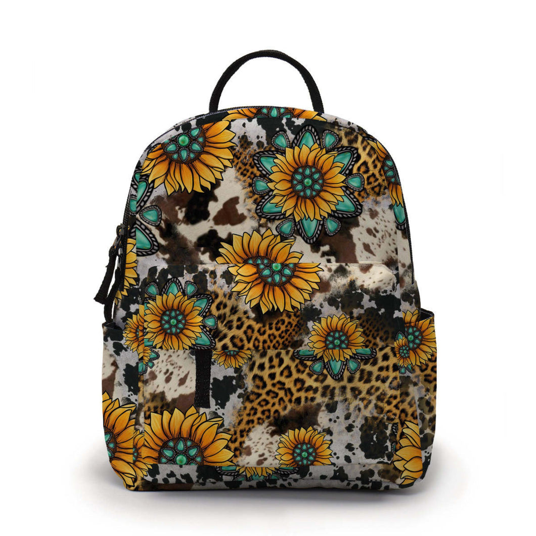 Mini Backpack - Turquoise Sunflower