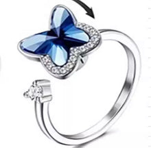 Load image into Gallery viewer, Ring - Adjustable Dark Blue Butterfly Fidget Ring
