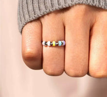 Load image into Gallery viewer, Ring - Adjustable Fidget Ring - Rainbow Beads
