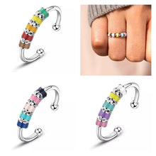 Load image into Gallery viewer, Ring - Adjustable Fidget Ring - Rainbow Beads
